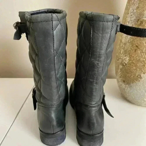 KG Kurt Geiger Grey Tamara Quilted Moto Boots - Picture 7 of 7